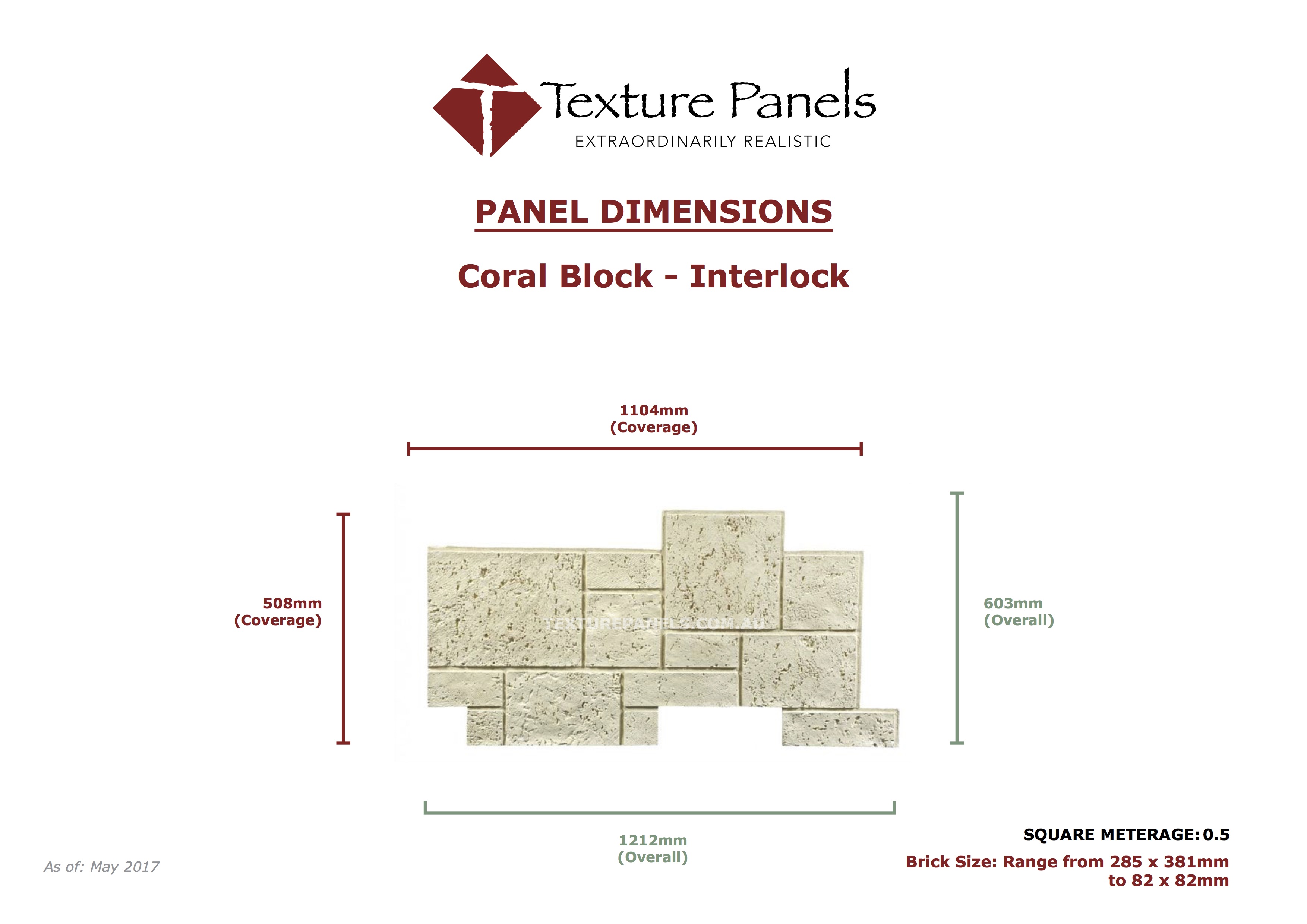 Coral Block Primed/Unfinished - Dimensions